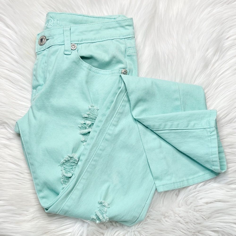 Reign Distressed Skinny Jeans Light Blue Size 5 - Picture 3 of 6